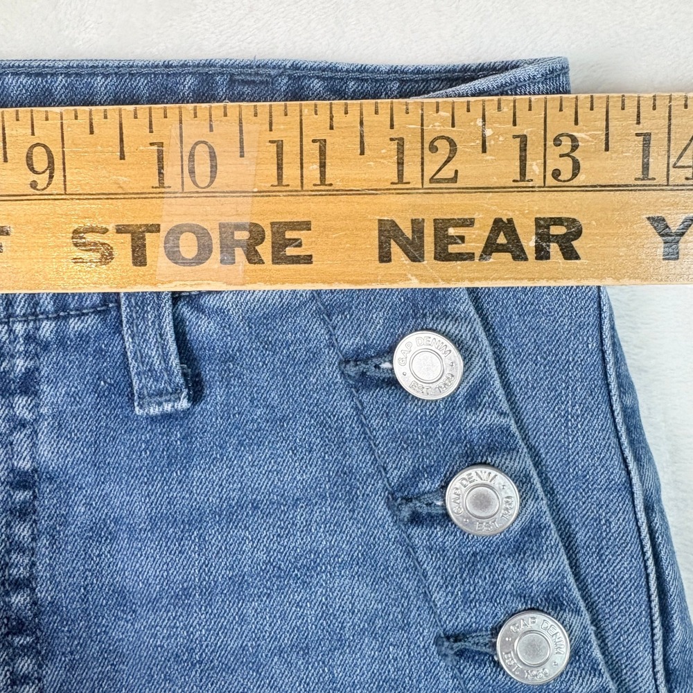 Gap High Rise Flare Jeans Women 4/27R Blue Excellent Sailor Button Detail - Picture 3 of 11